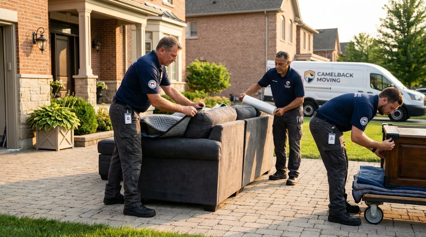 Large estate moving crew wrapping furniture in Mountain View, WY